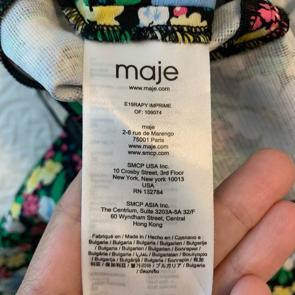 Maje Rapy Multicolor Floral Off Shoulder Mini Dress - Picture 13 of 14